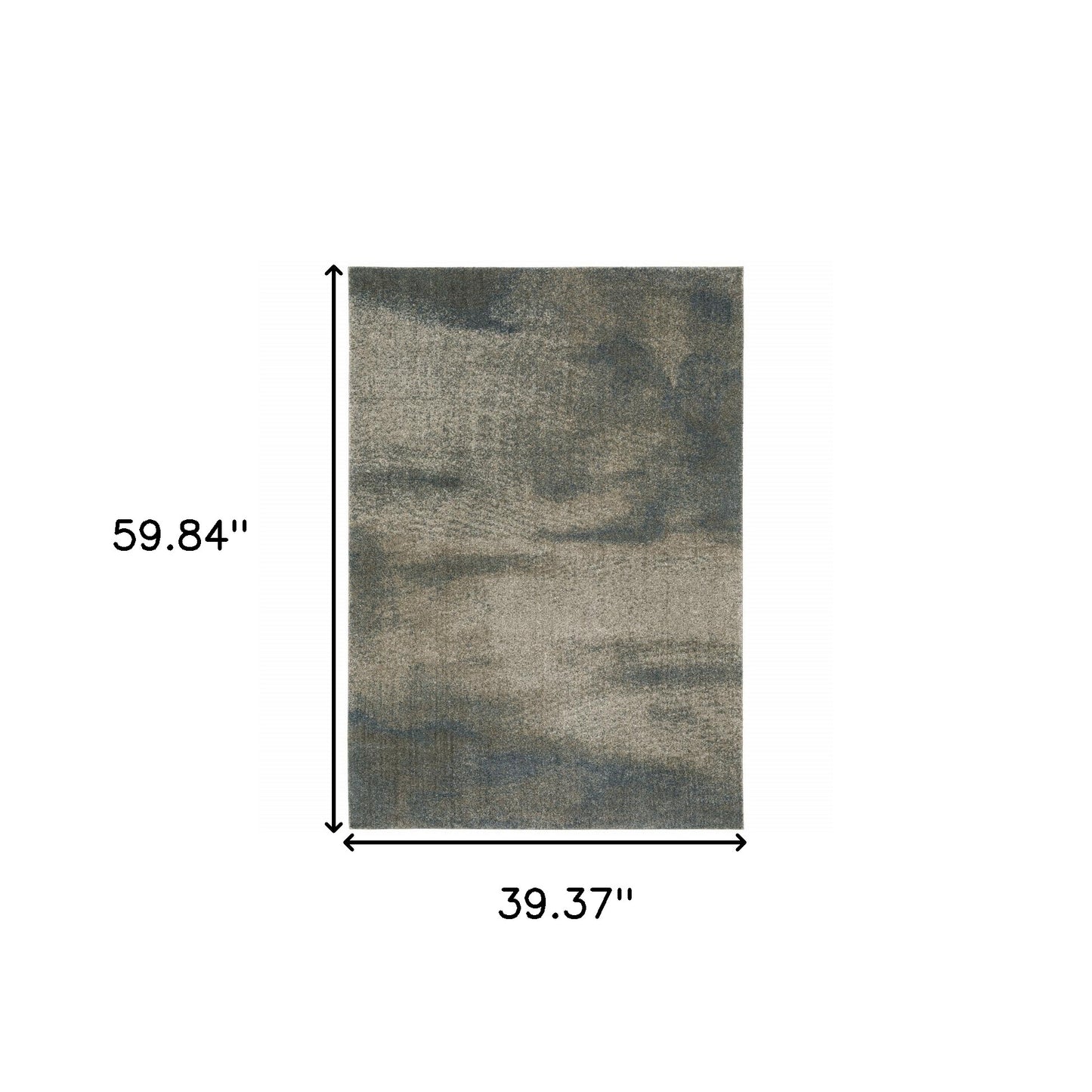 8' Beige And Blue Abstract Distressed Runner Rug