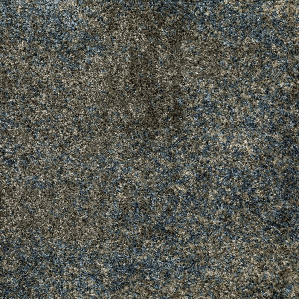 8' Beige And Blue Abstract Distressed Runner Rug