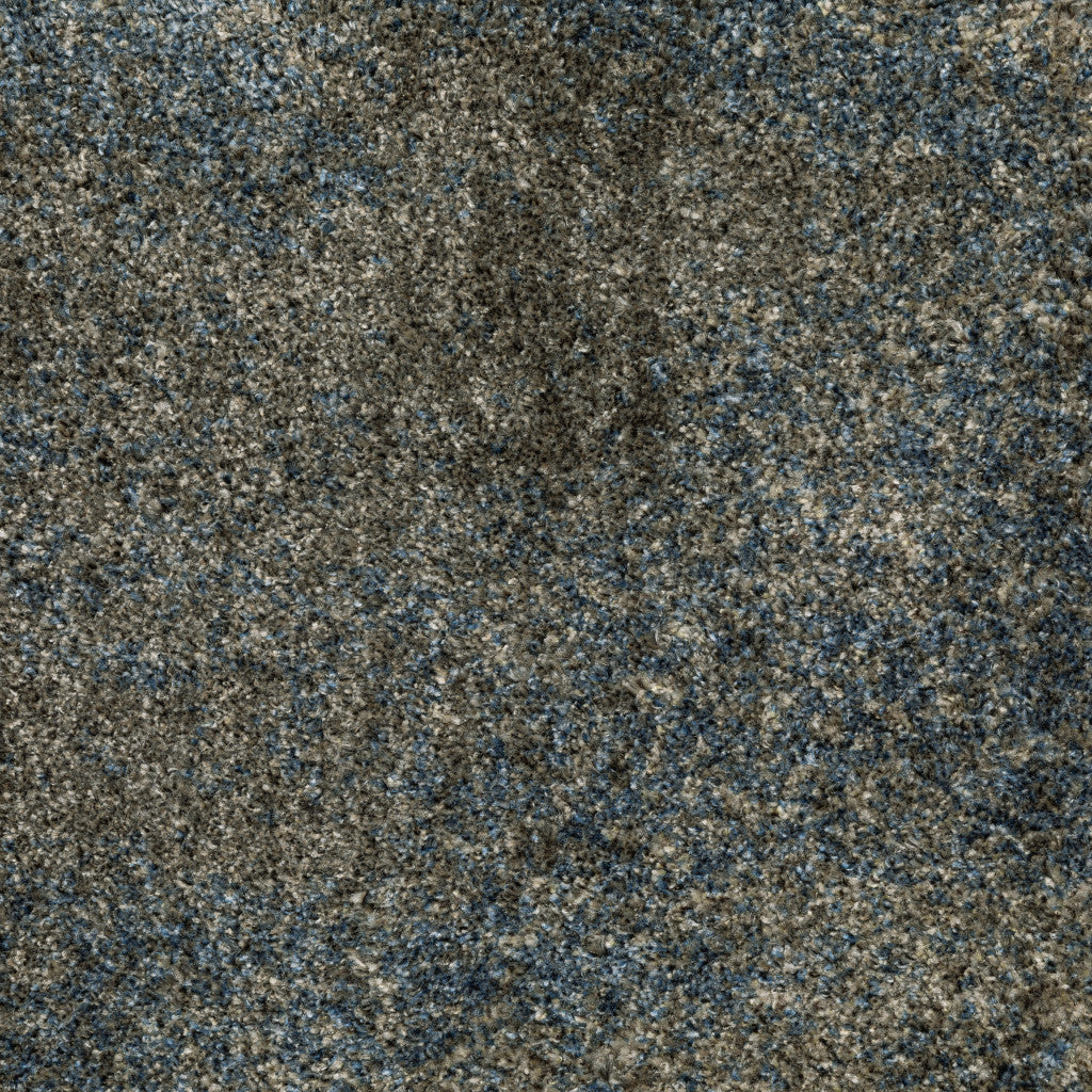 8' Beige And Blue Abstract Distressed Runner Rug