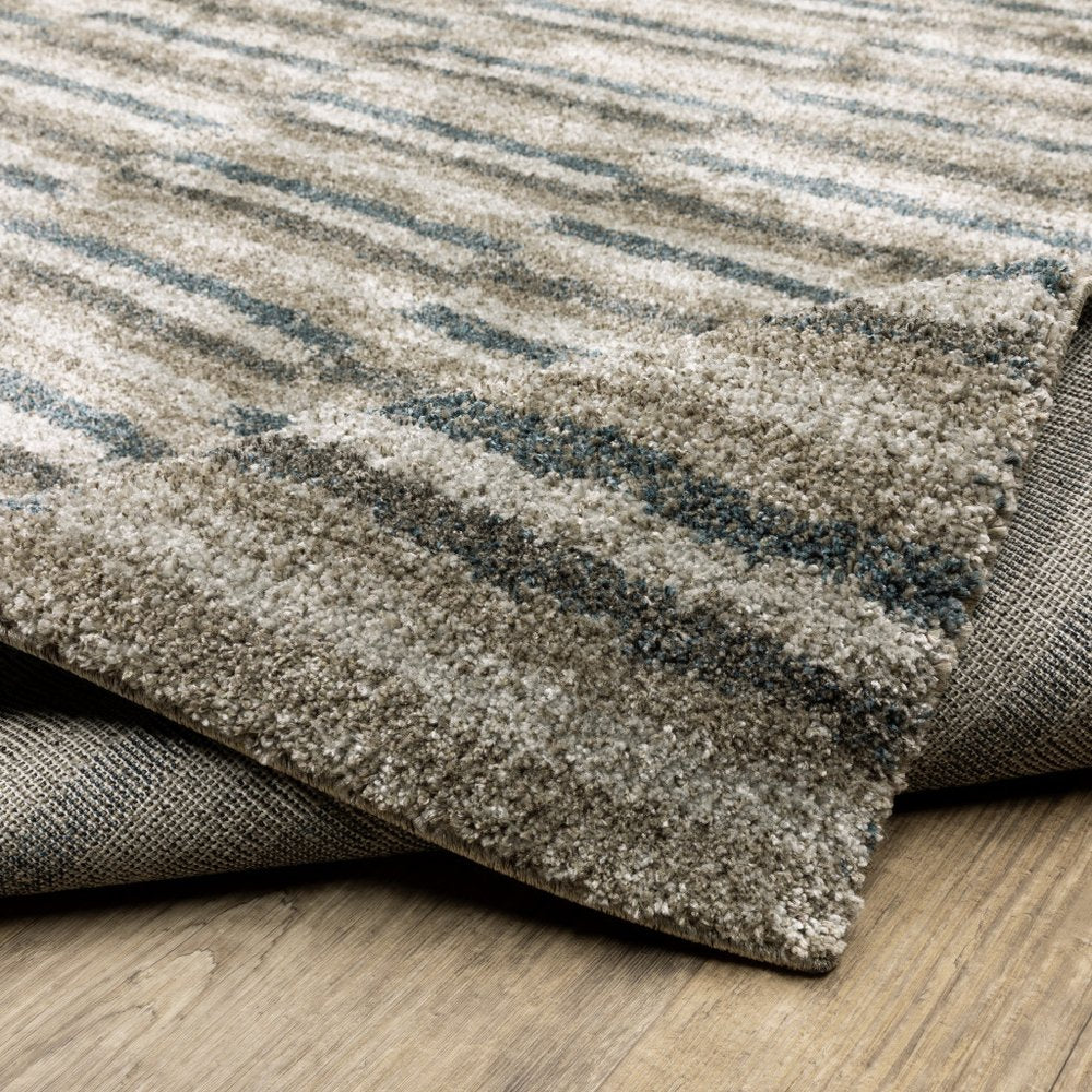 5' X 8' Teal Blue Geometric Power Loom Area Rug