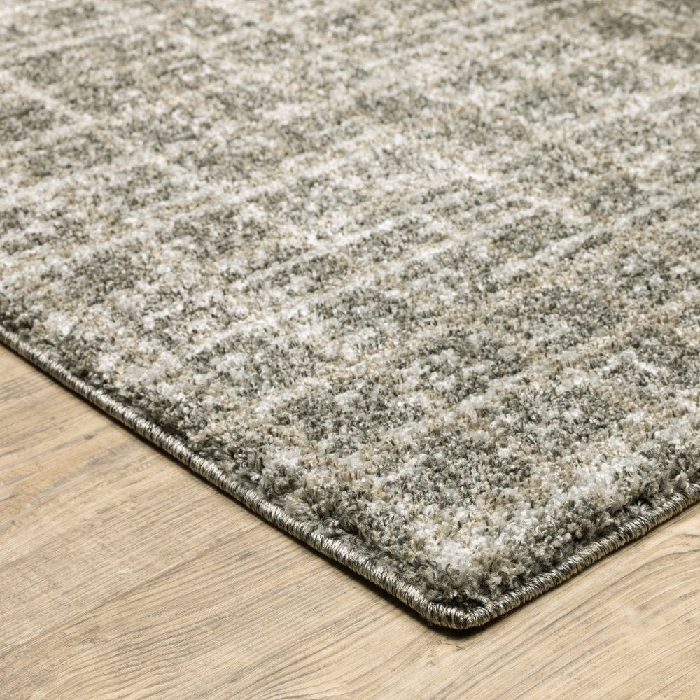 3' X 5' Gray Geometric Power Loom Area Rug