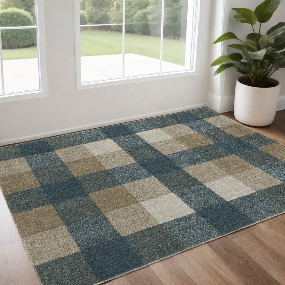 7' X 10' Tan and Gray Geometric Power Loom Area Rug