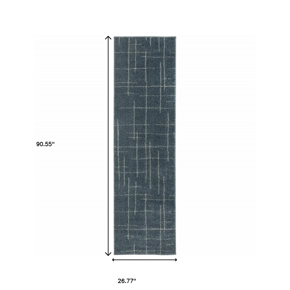 8' X 11' Blue and Gray Geometric Power Loom Area Rug