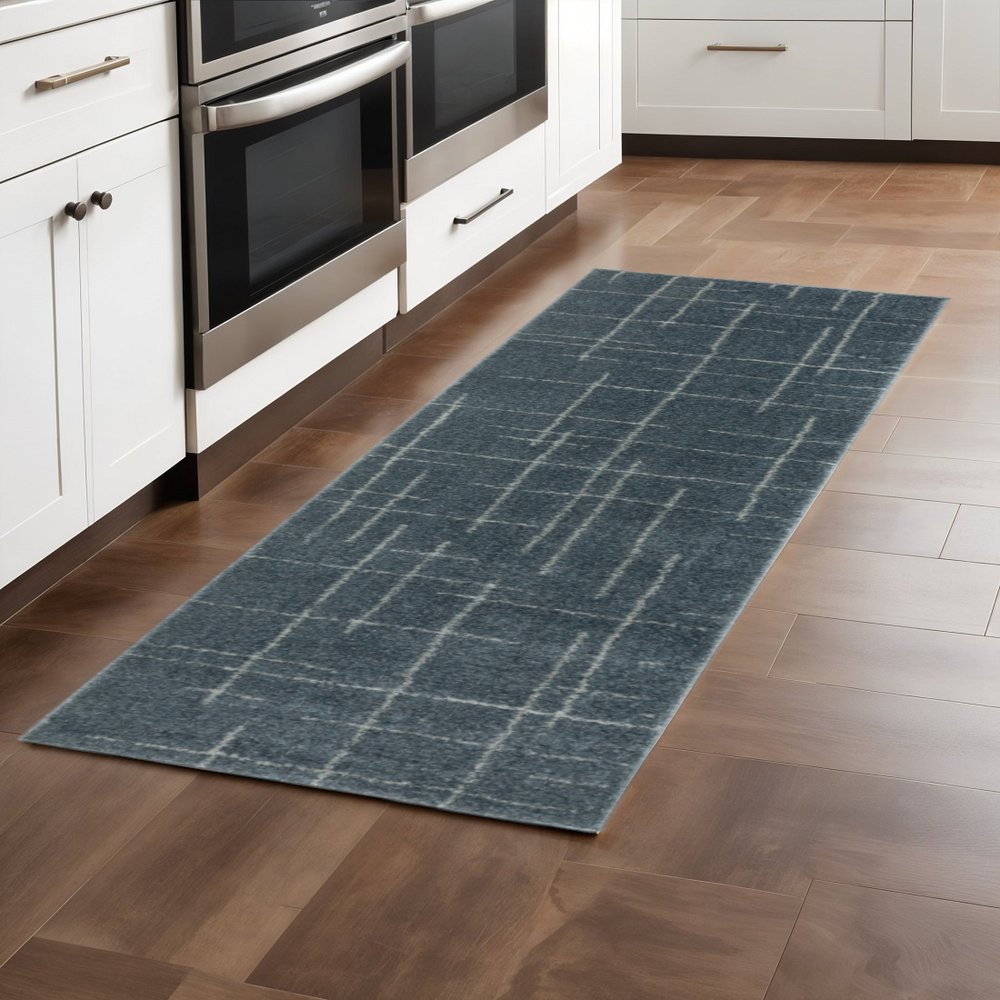 8' X 11' Blue and Gray Geometric Power Loom Area Rug