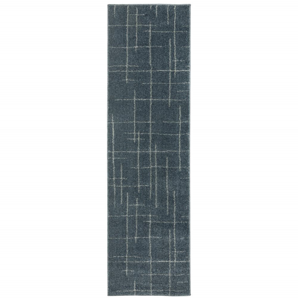 8' X 11' Blue and Gray Geometric Power Loom Area Rug