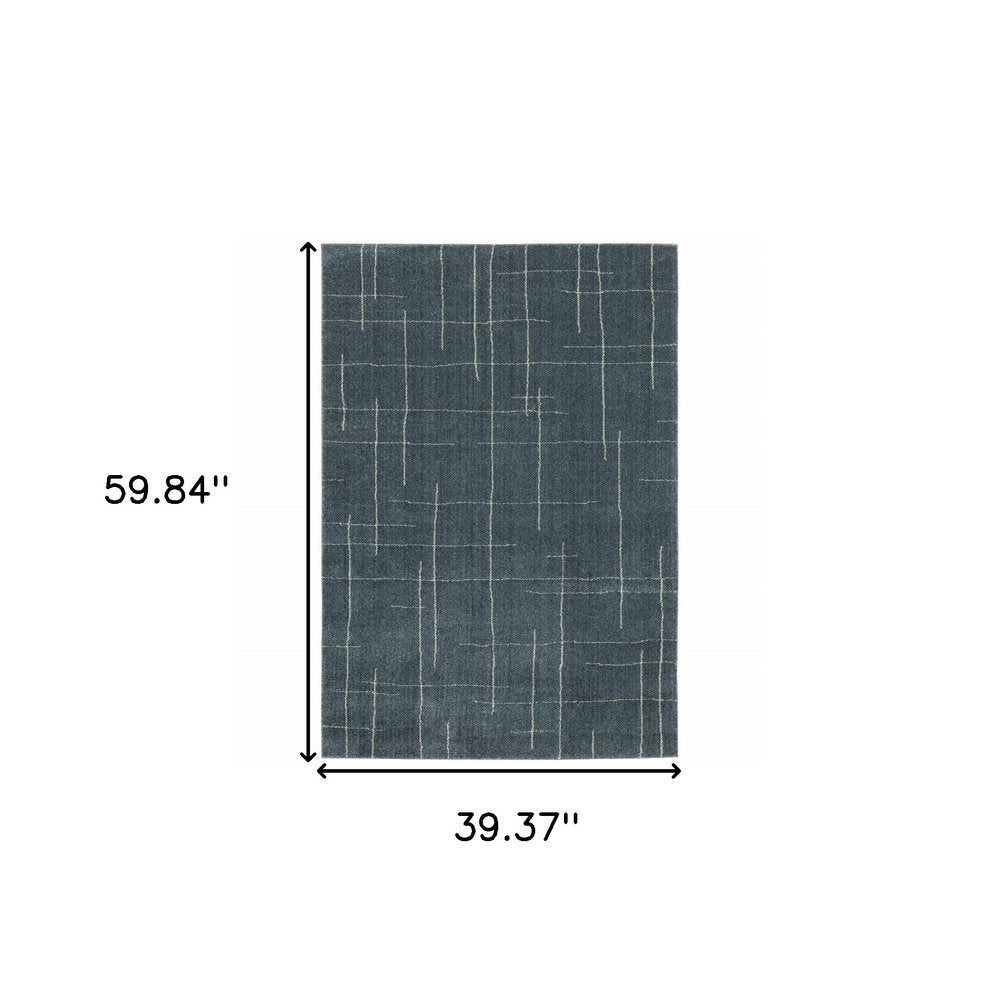 8' X 11' Blue and Gray Geometric Power Loom Area Rug