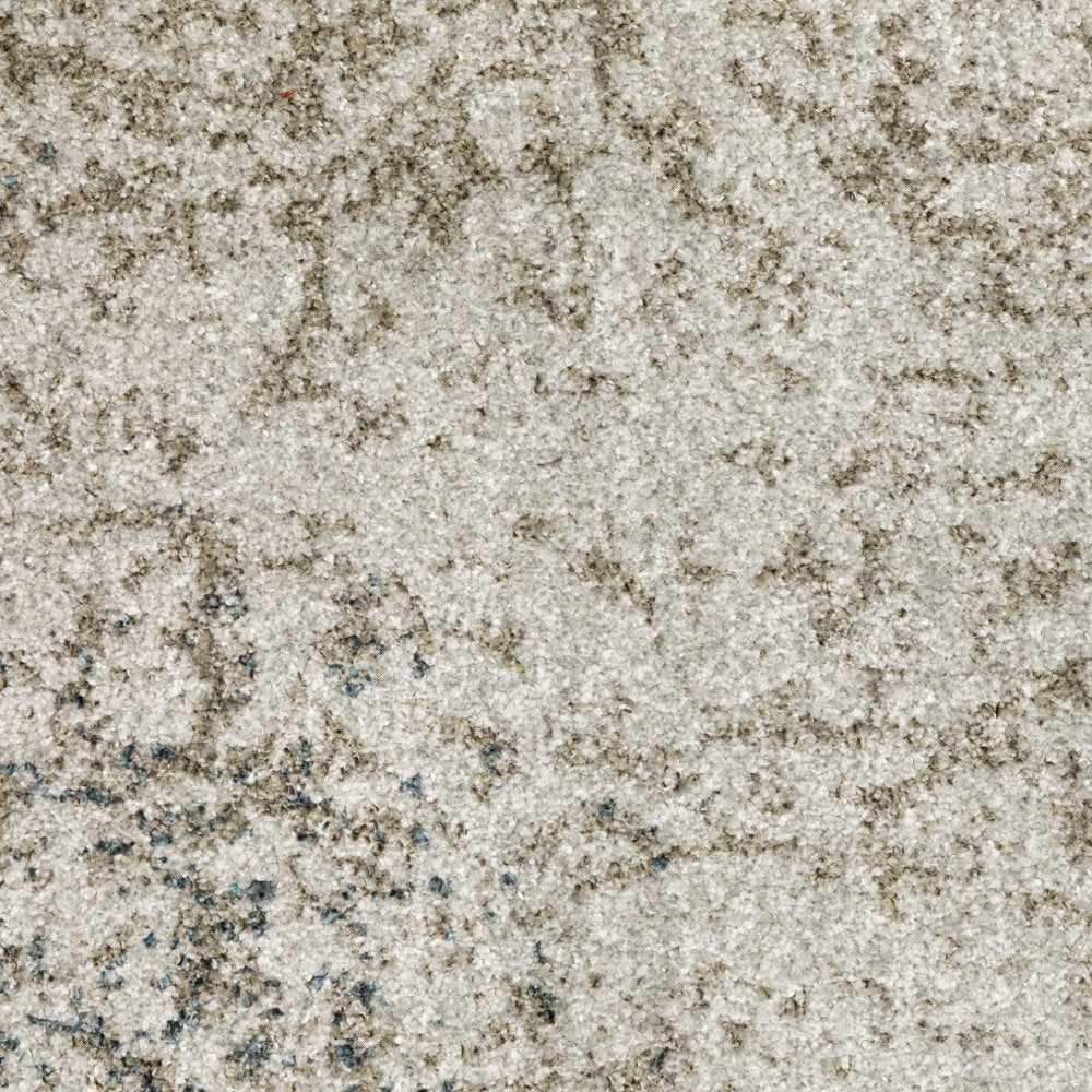 8' Beige And Gray Oriental Distressed Runner Rug