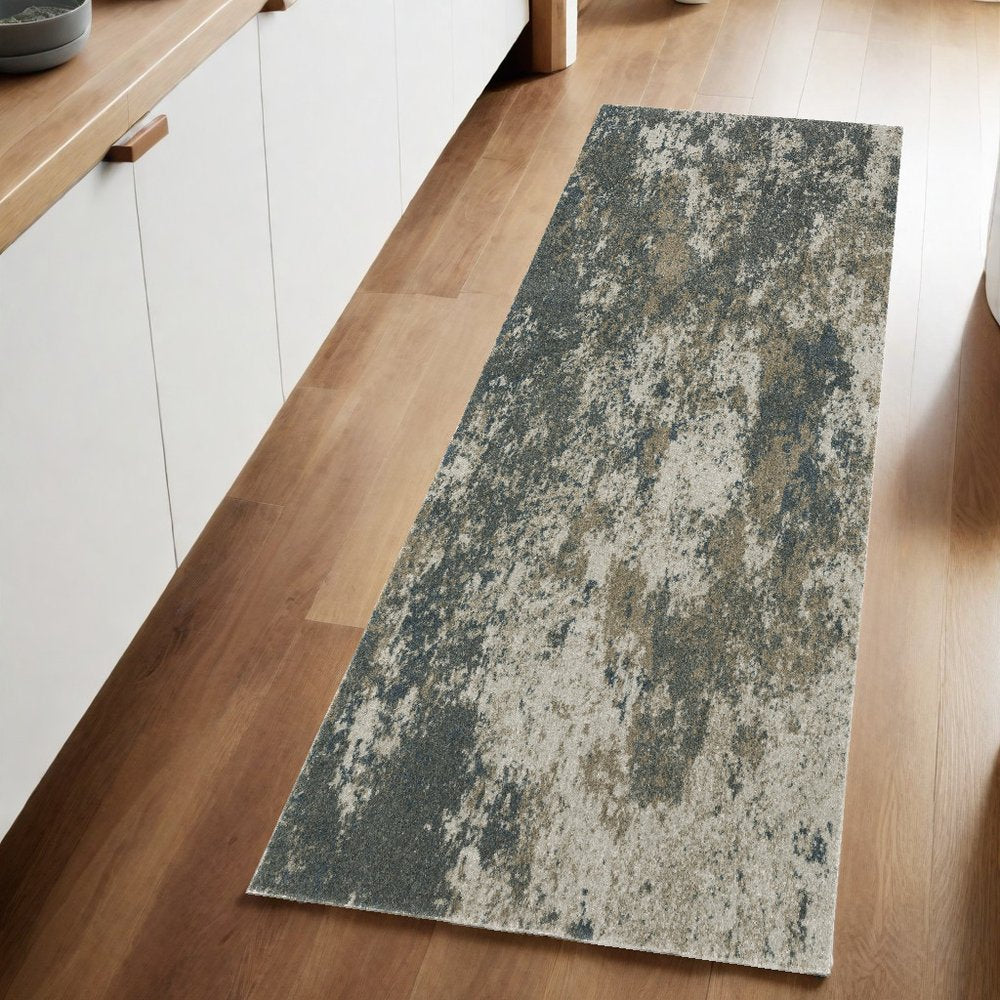 5' X 8' Tan and Gray Abstract Power Loom Area Rug
