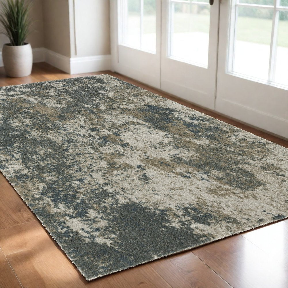 5' X 8' Tan and Gray Abstract Power Loom Area Rug