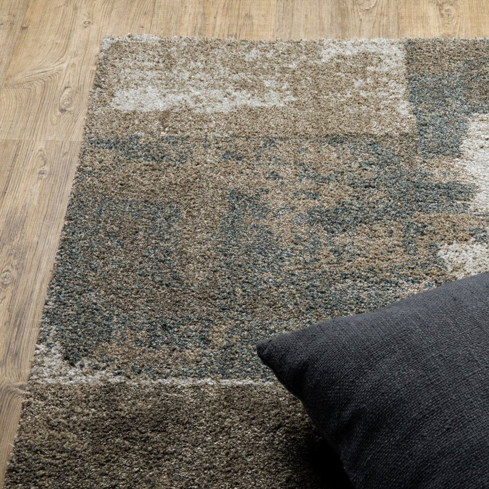 3' X 5' Teal Blue Geometric Power Loom Area Rug