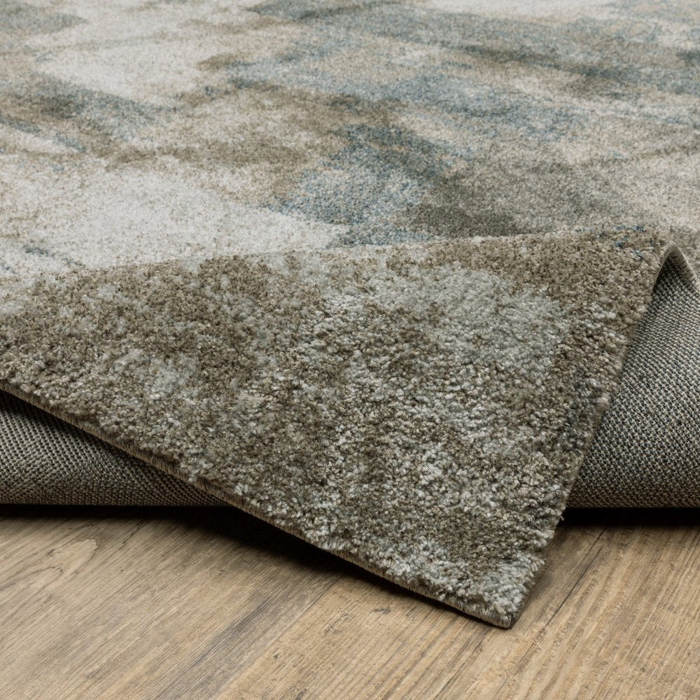 3' X 5' Teal Blue Geometric Power Loom Area Rug