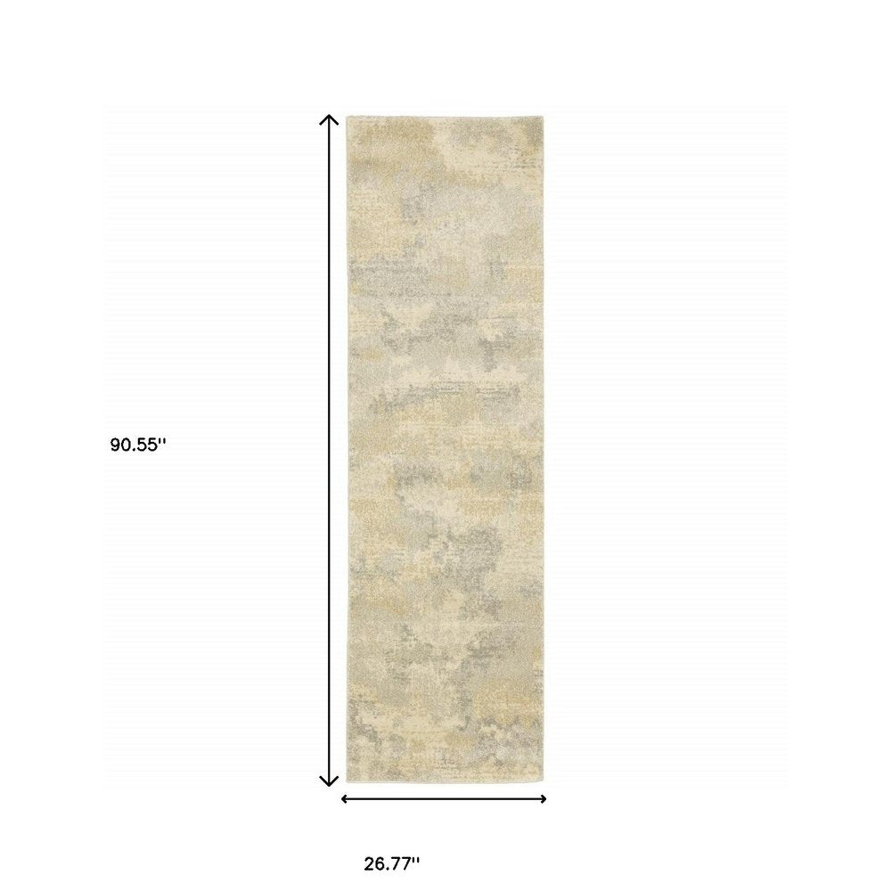 10' X 13' Beige And Gold Abstract Area Rug