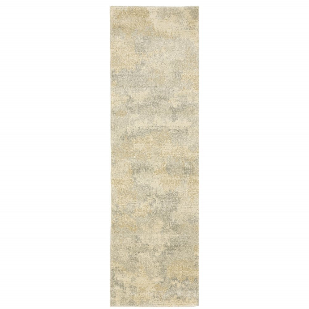 10' X 13' Beige And Gold Abstract Area Rug