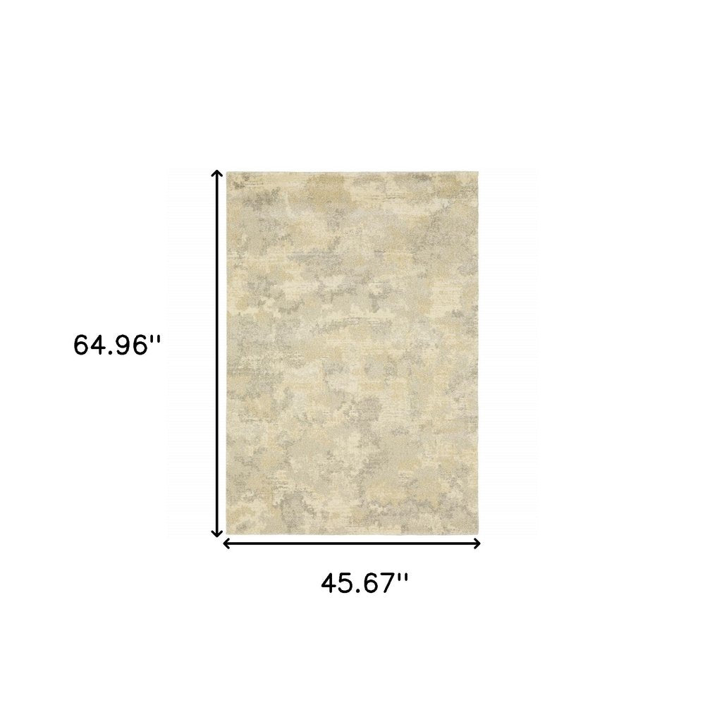 10' X 13' Beige And Gold Abstract Area Rug