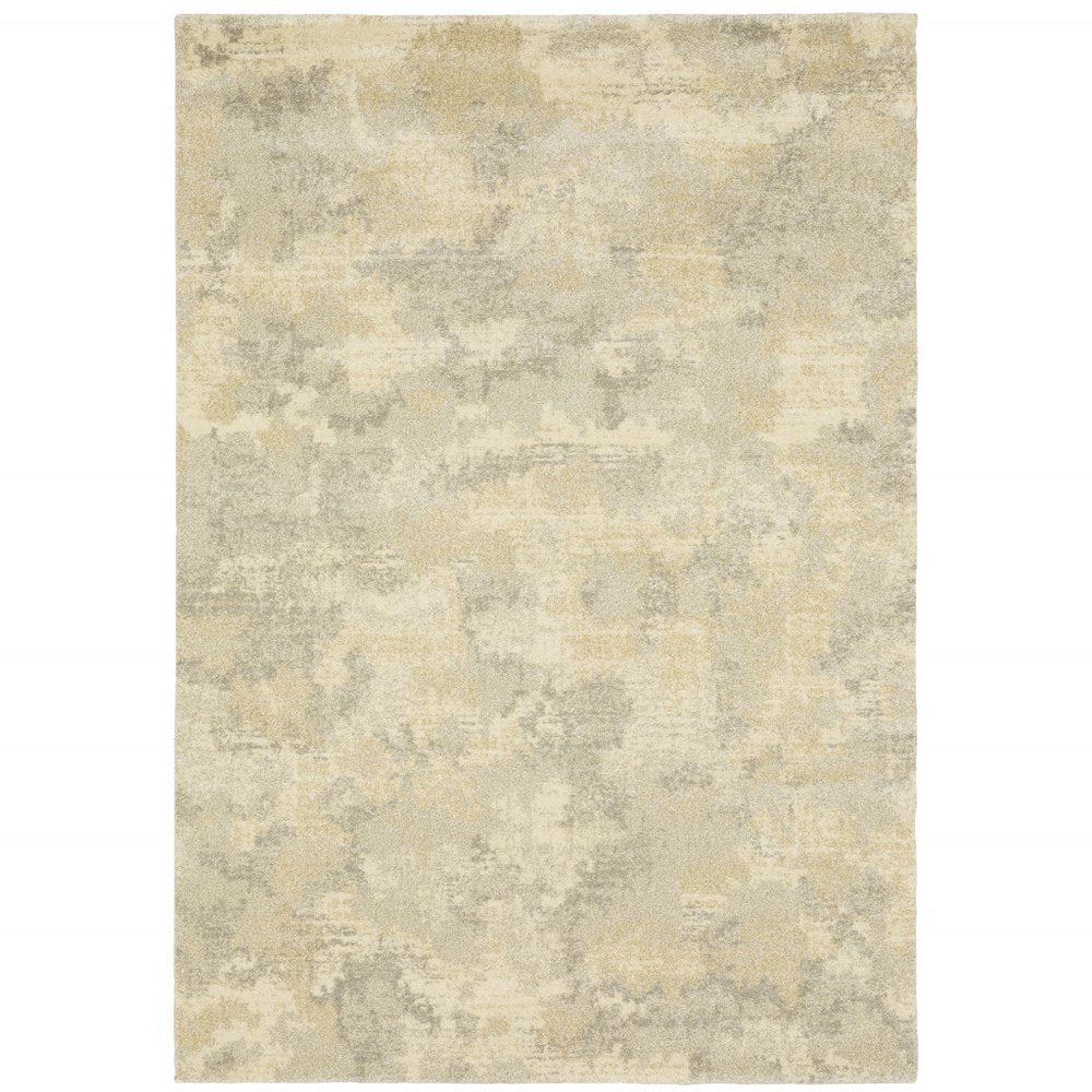 10' X 13' Beige And Gold Abstract Area Rug
