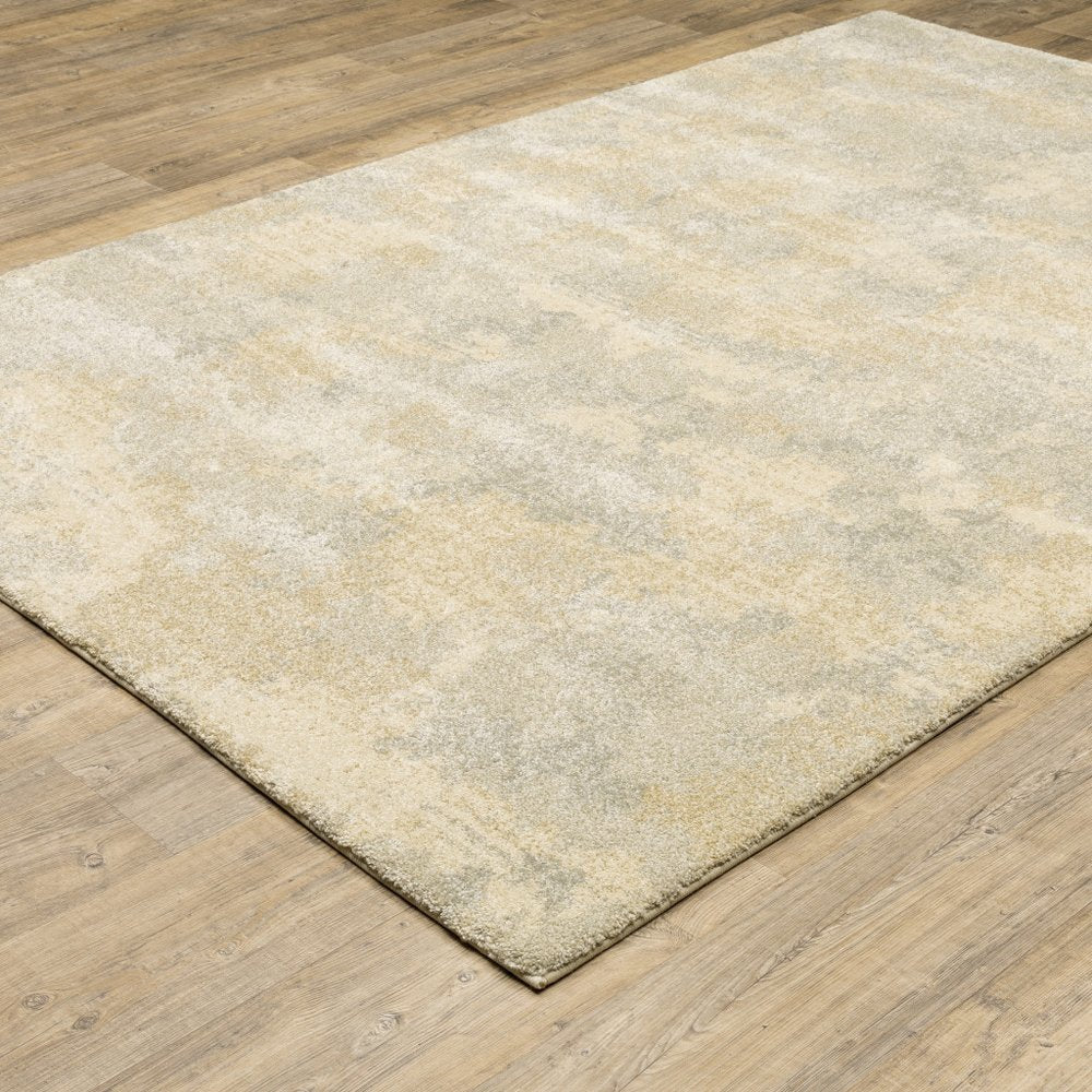 10' X 13' Beige And Gold Abstract Area Rug