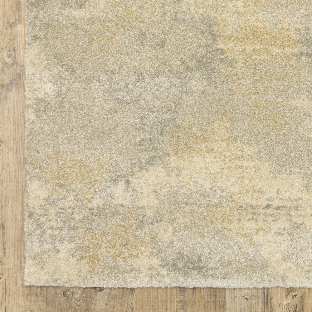 10' X 13' Beige And Gold Abstract Area Rug