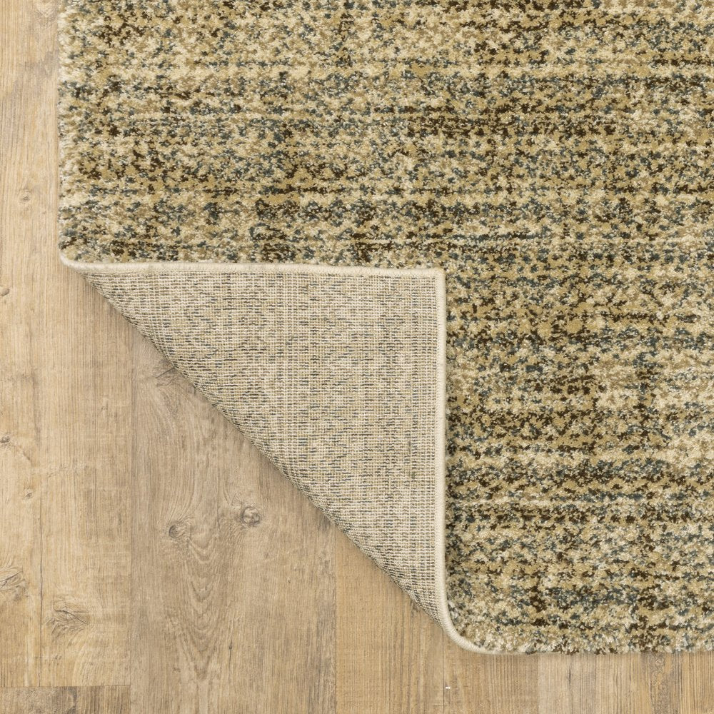 6' X 9' Beige Brown Tan And Blue Green Abstract Power Loom Stain Resistant Area Rug