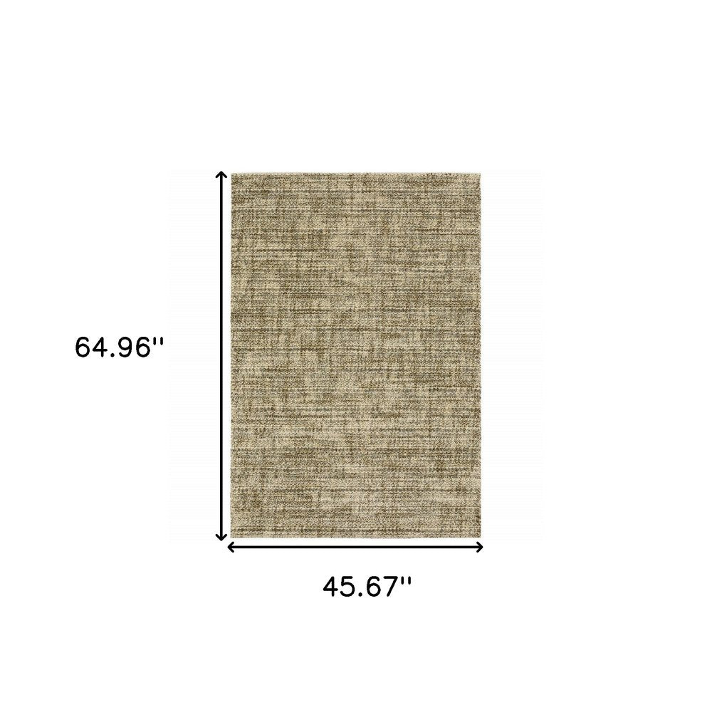 6' X 9' Beige Brown Tan And Blue Green Abstract Power Loom Stain Resistant Area Rug