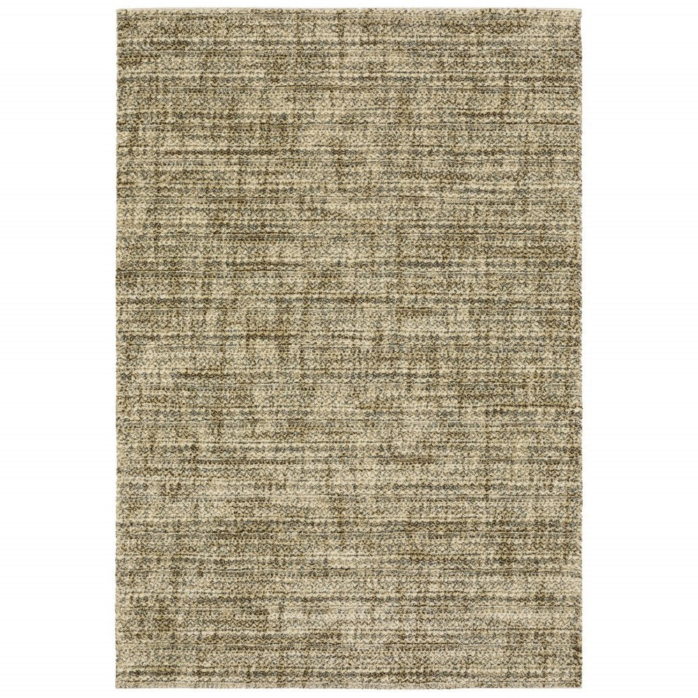 6' X 9' Beige Brown Tan And Blue Green Abstract Power Loom Stain Resistant Area Rug