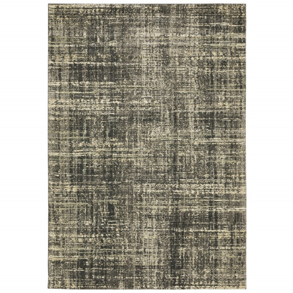 2' X 8' Charcoal Grey Beige And Tan Abstract Power Loom Stain Resistant Runner Rug