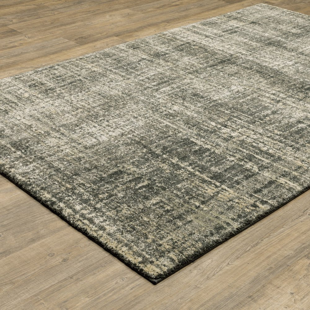 2' X 8' Charcoal Grey Beige And Tan Abstract Power Loom Stain Resistant Runner Rug