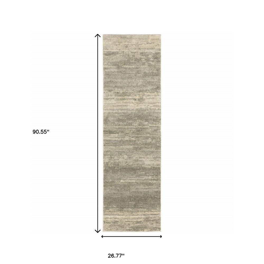3' X 5' Grey Beige And Tan Abstract Power Loom Stain Resistant Area Rug