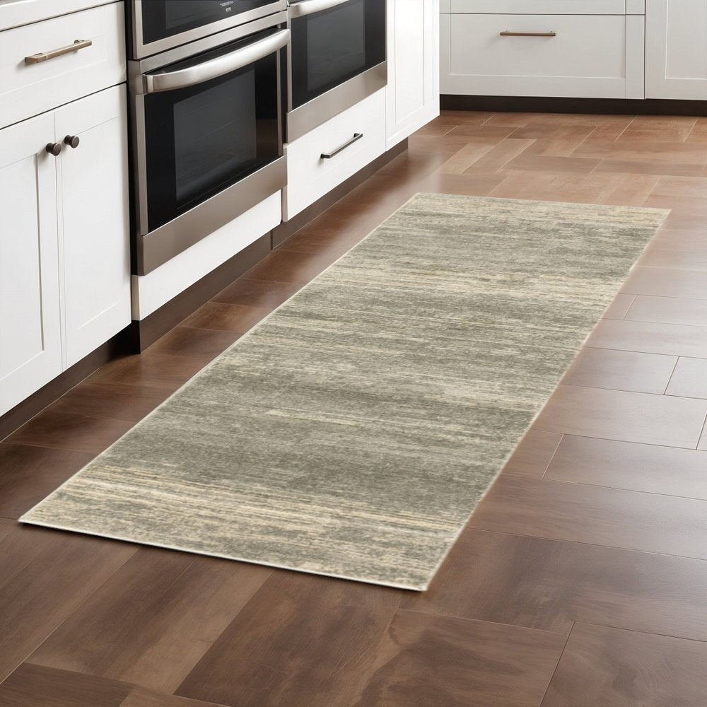 3' X 5' Grey Beige And Tan Abstract Power Loom Stain Resistant Area Rug