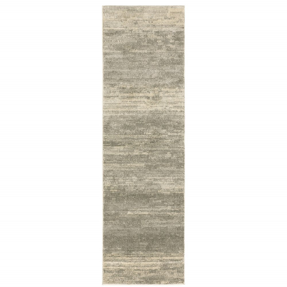3' X 5' Grey Beige And Tan Abstract Power Loom Stain Resistant Area Rug