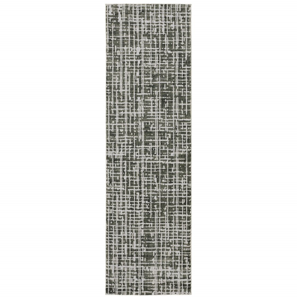 8' X 11' Gray And Ivory Abstract Area Rug