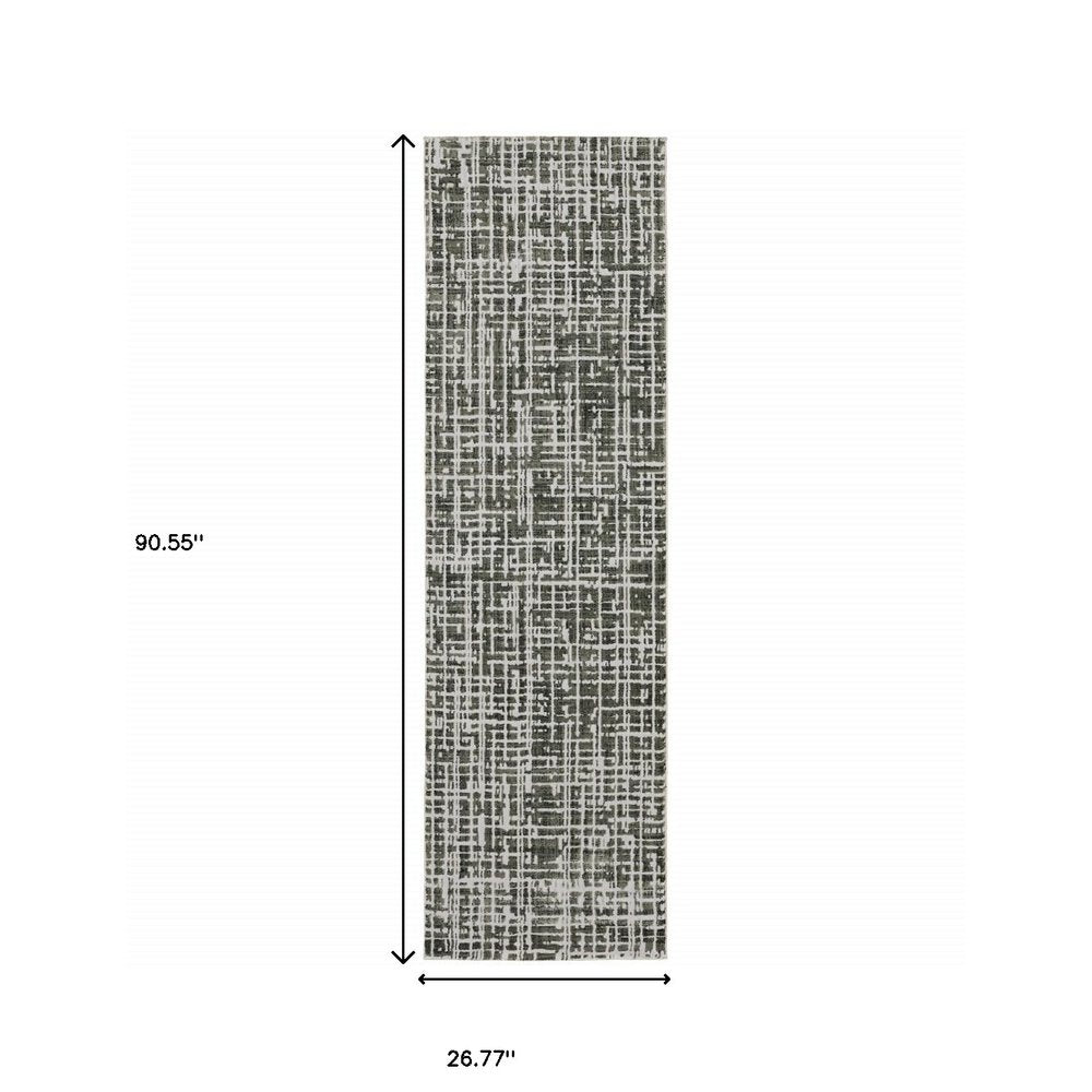 8' X 11' Gray And Ivory Abstract Area Rug