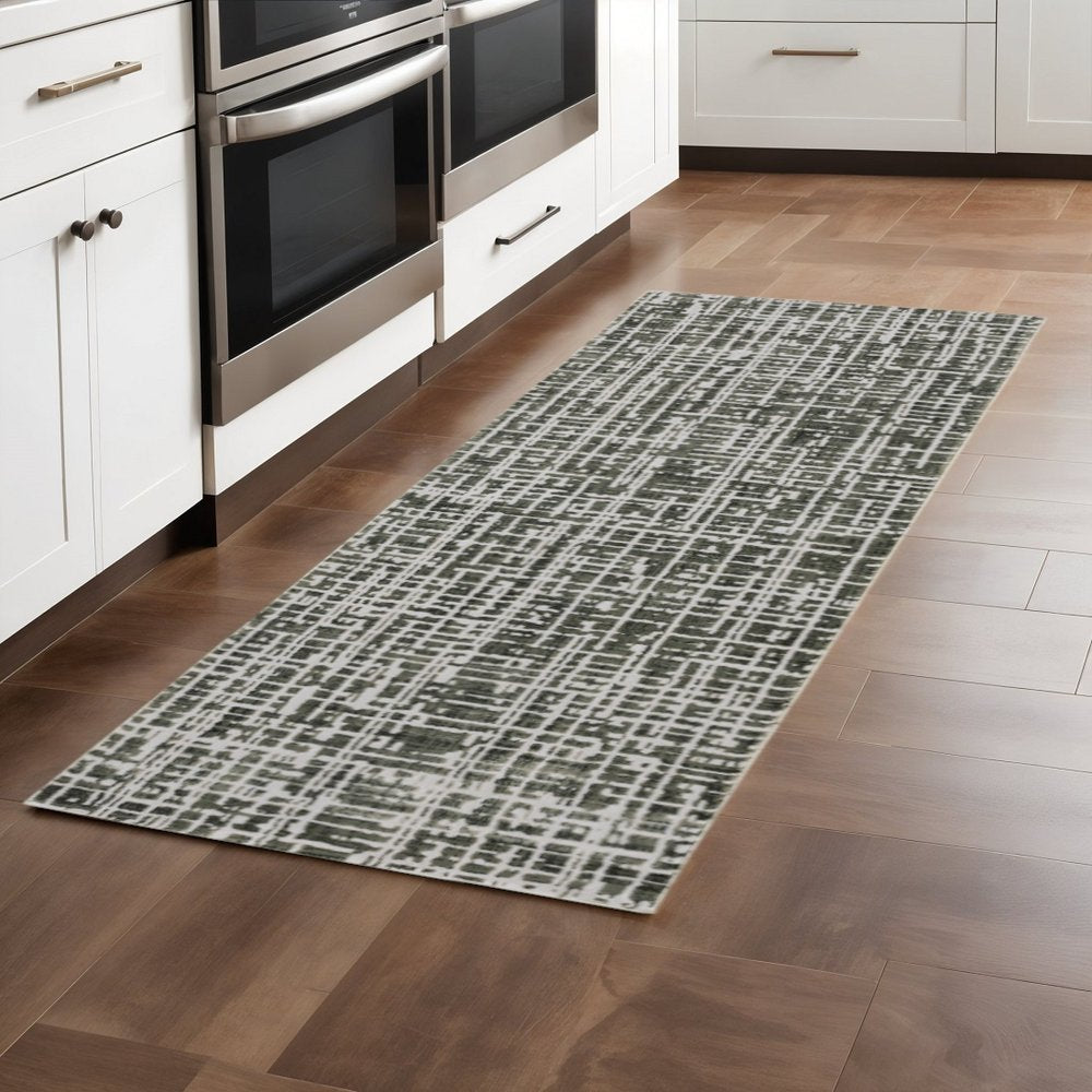 8' X 11' Gray And Ivory Abstract Area Rug