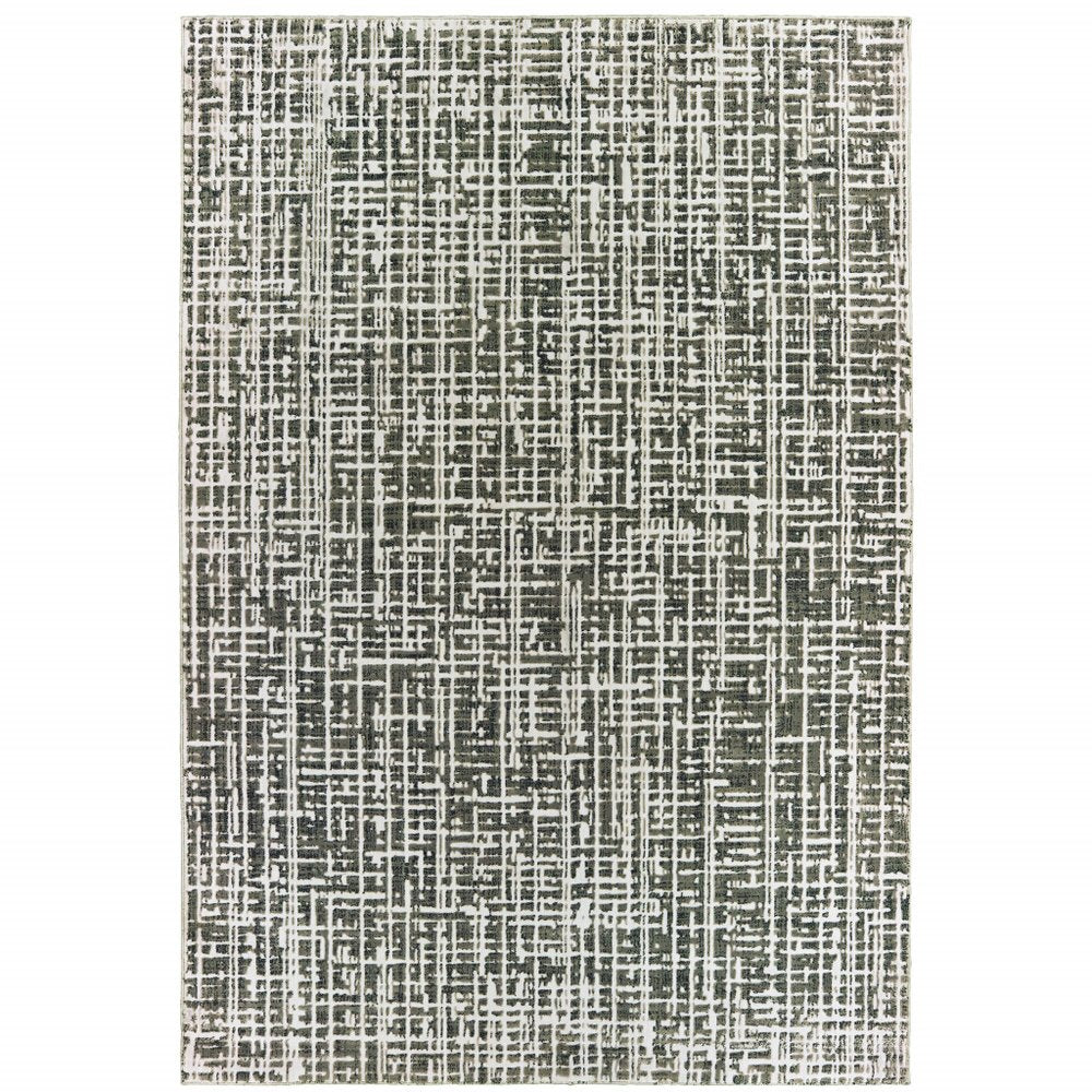 8' X 11' Gray And Ivory Abstract Area Rug
