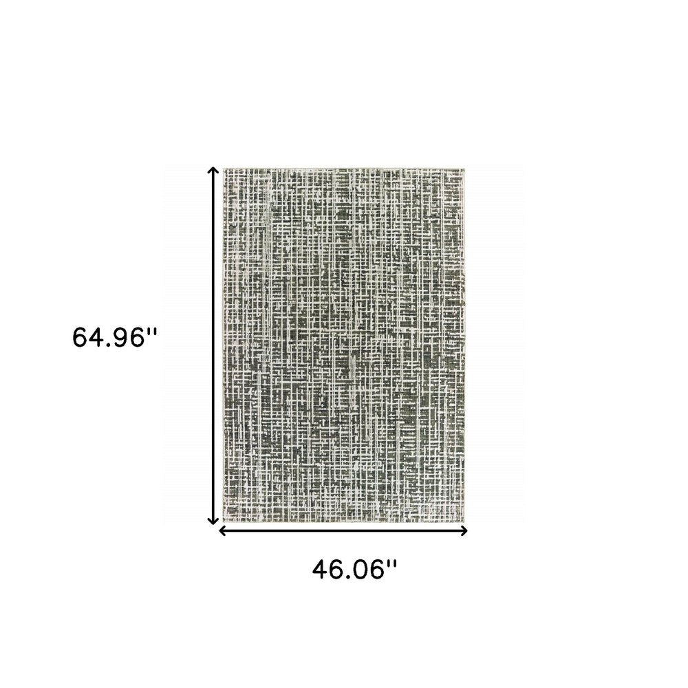 8' X 11' Gray And Ivory Abstract Area Rug