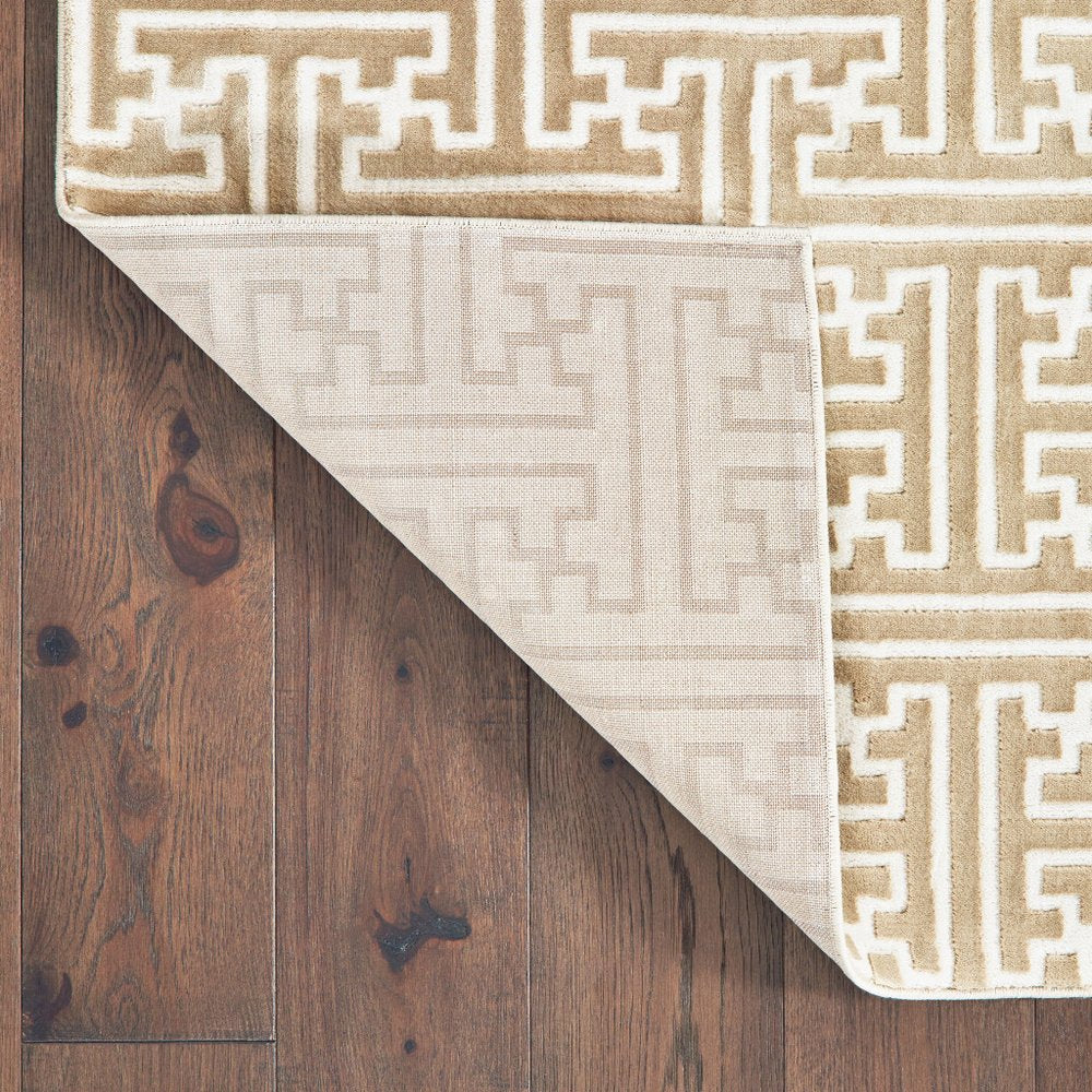 8' X 11' Gold And Ivory Geometric Area Rug