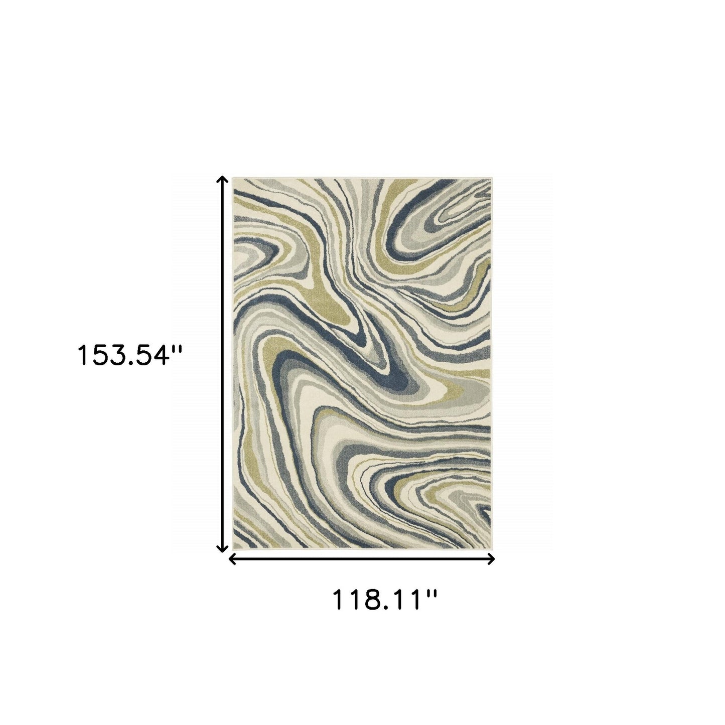 7' X 9' Ivory And Blue Abstract Area Rug