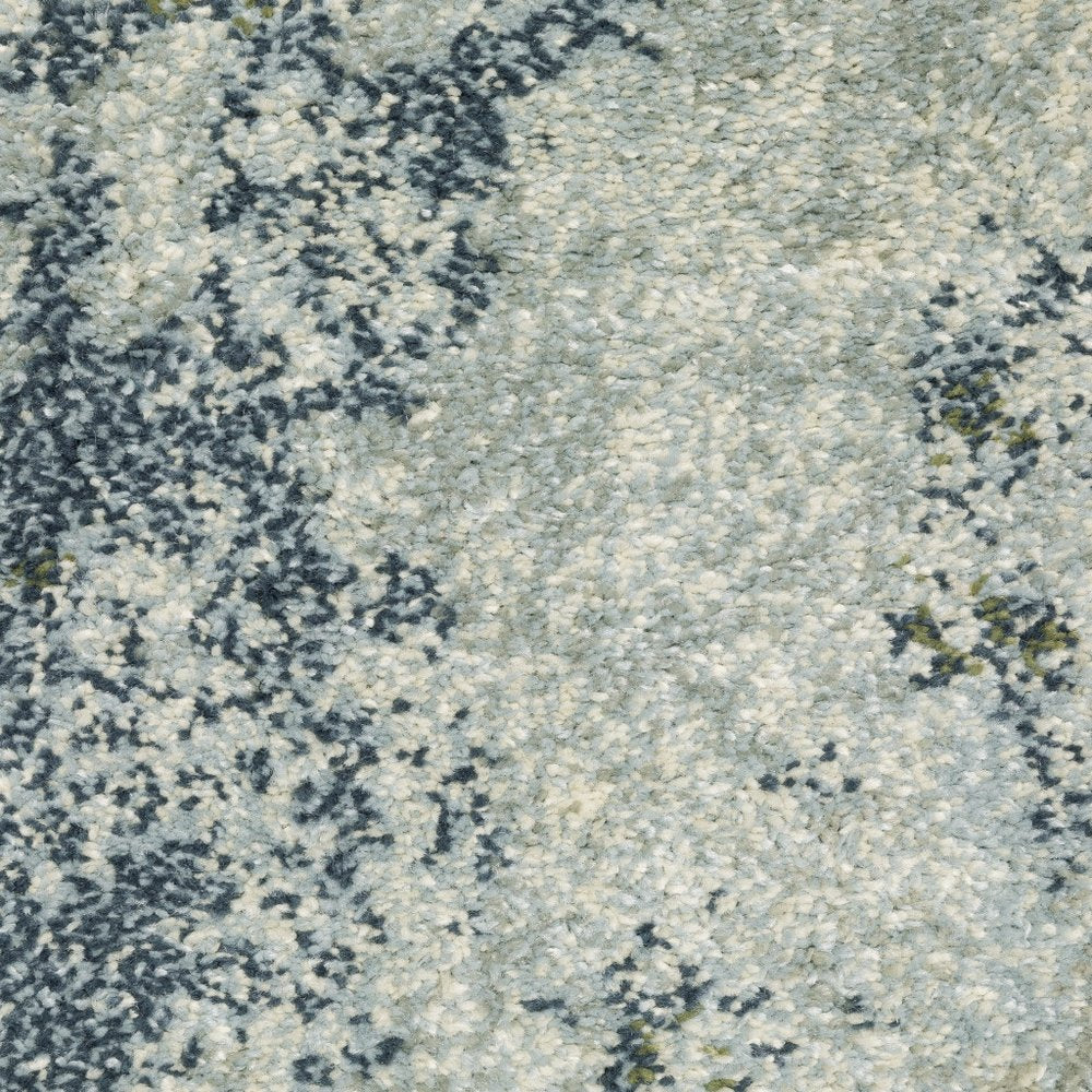 10' X 13' Blue And Green Abstract Distressed Area Rug