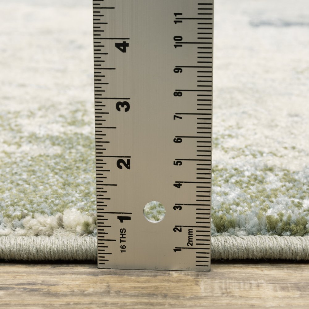 10' X 13' Blue And Green Abstract Distressed Area Rug