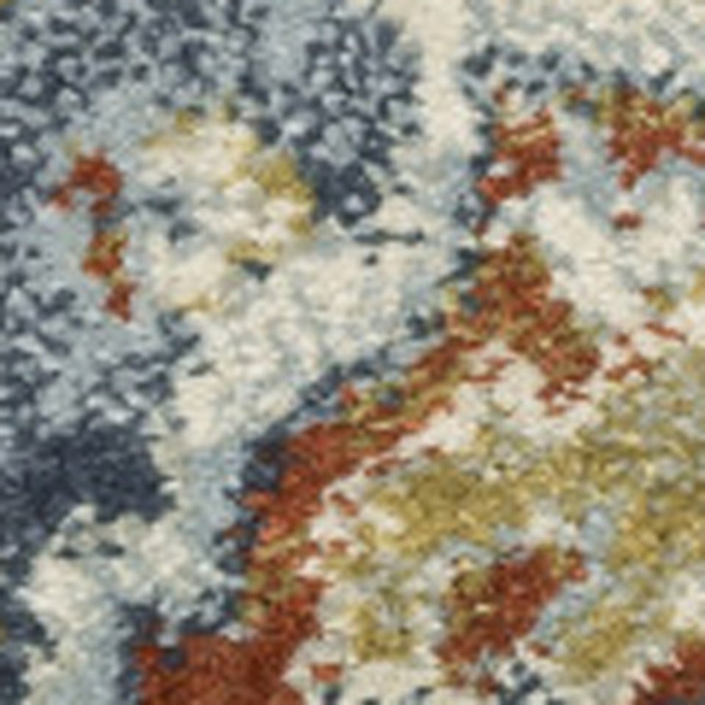 8' X 10' Blue And Beige Oriental Distressed Area Rug