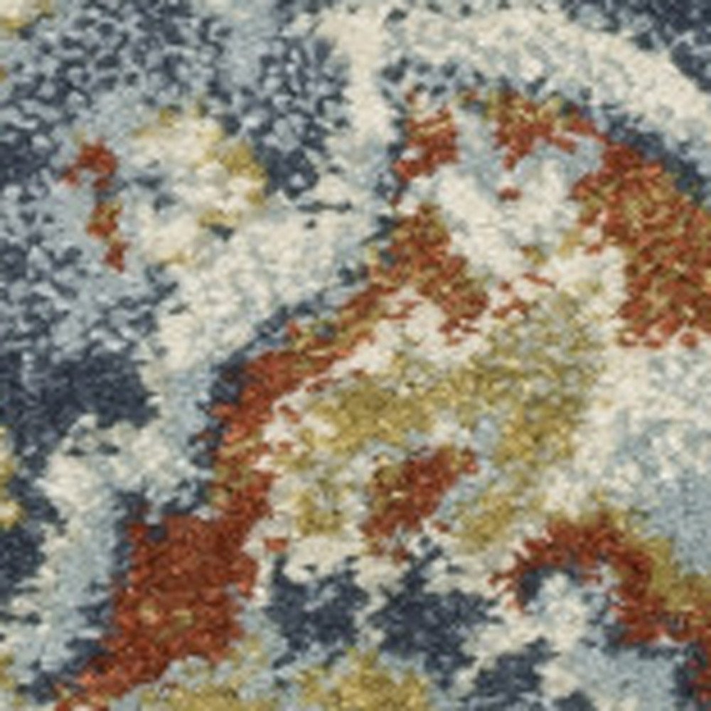 8' X 10' Blue And Beige Oriental Distressed Area Rug