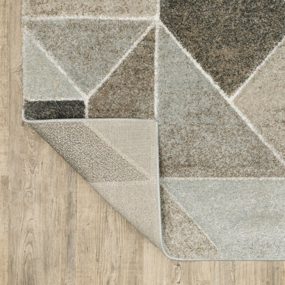 8' X 11' Gray And Ivory Geometric Area Rug