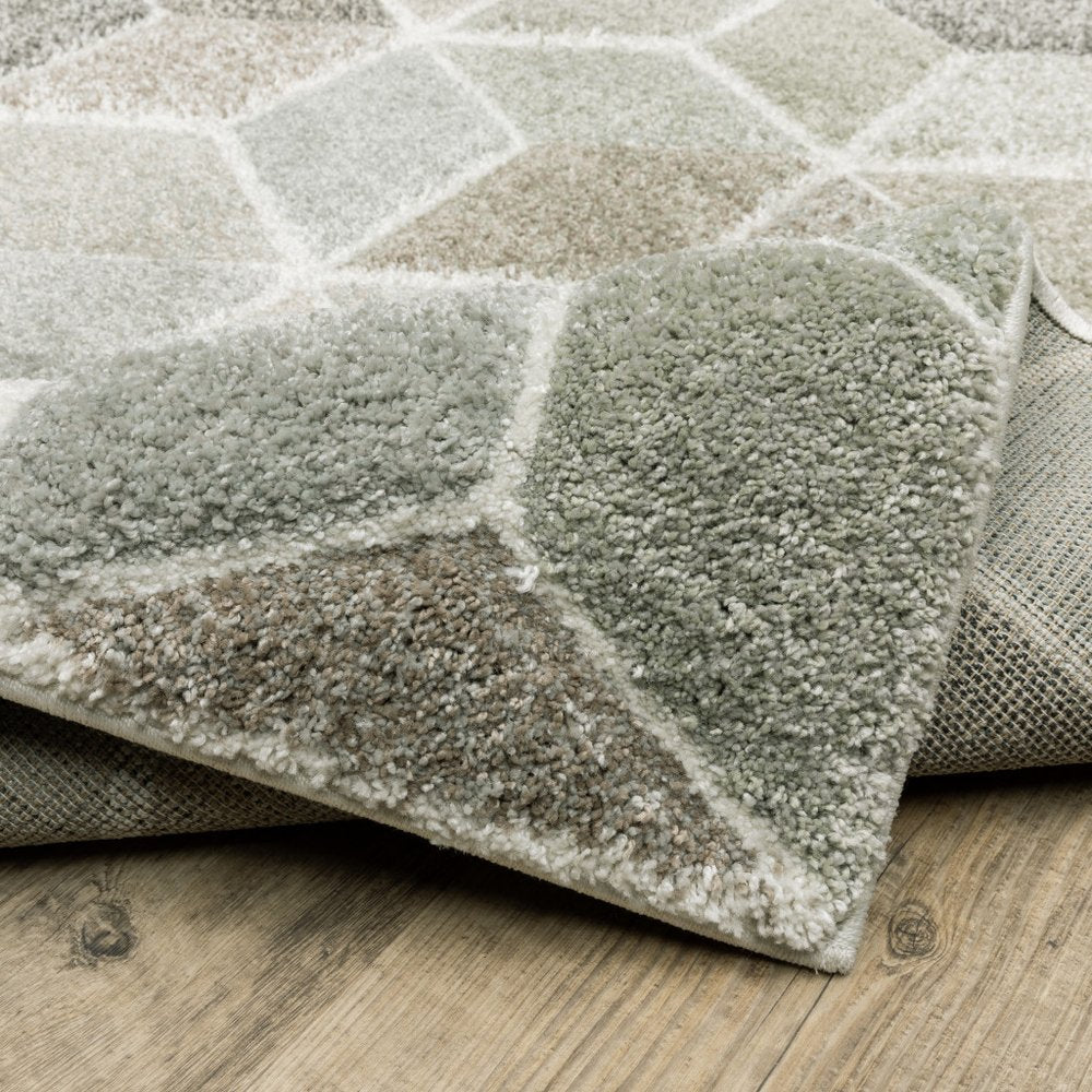 8' X 11' Ivory Gray And Charcoal Geometric Area Rug