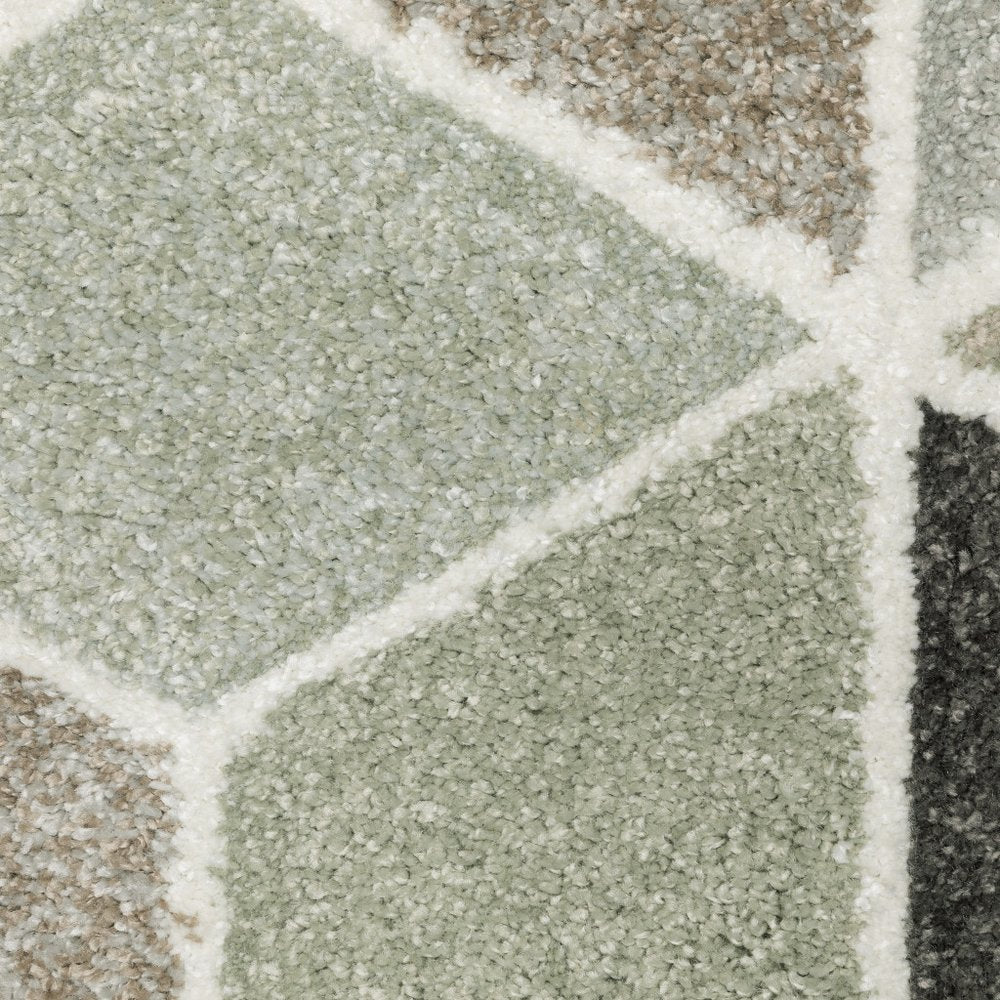 8' X 11' Ivory Gray And Charcoal Geometric Area Rug