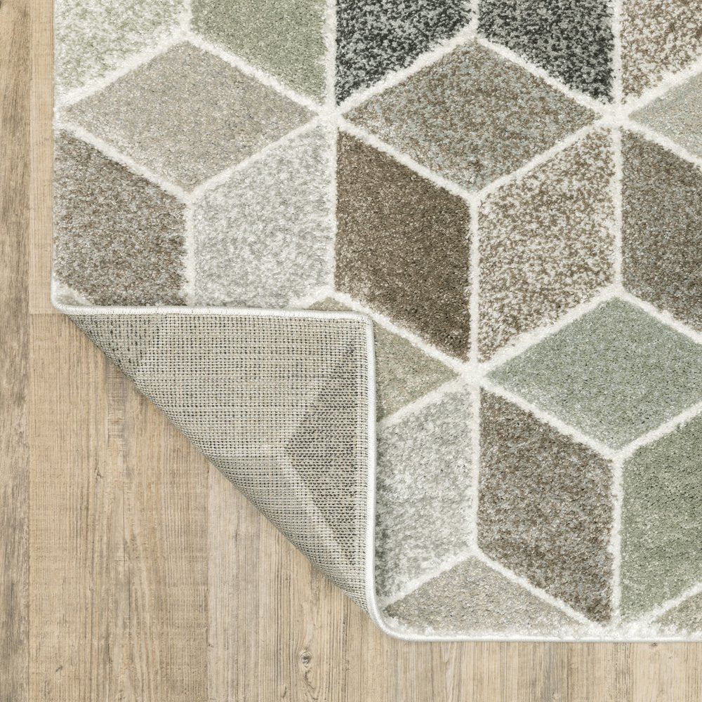8' X 11' Ivory Gray And Charcoal Geometric Area Rug