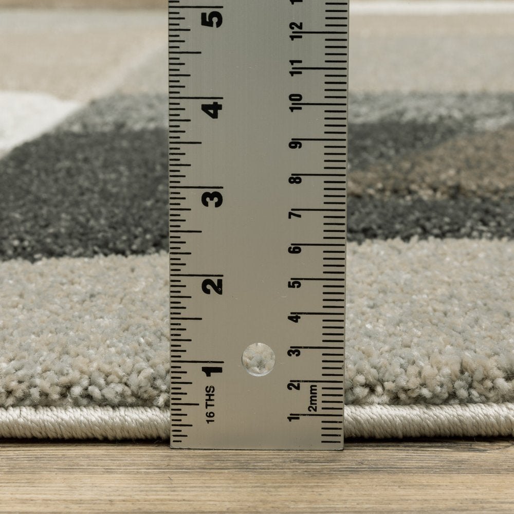 10' X 13' Beige Geometric Power Loom Stain Resistant Area Rug