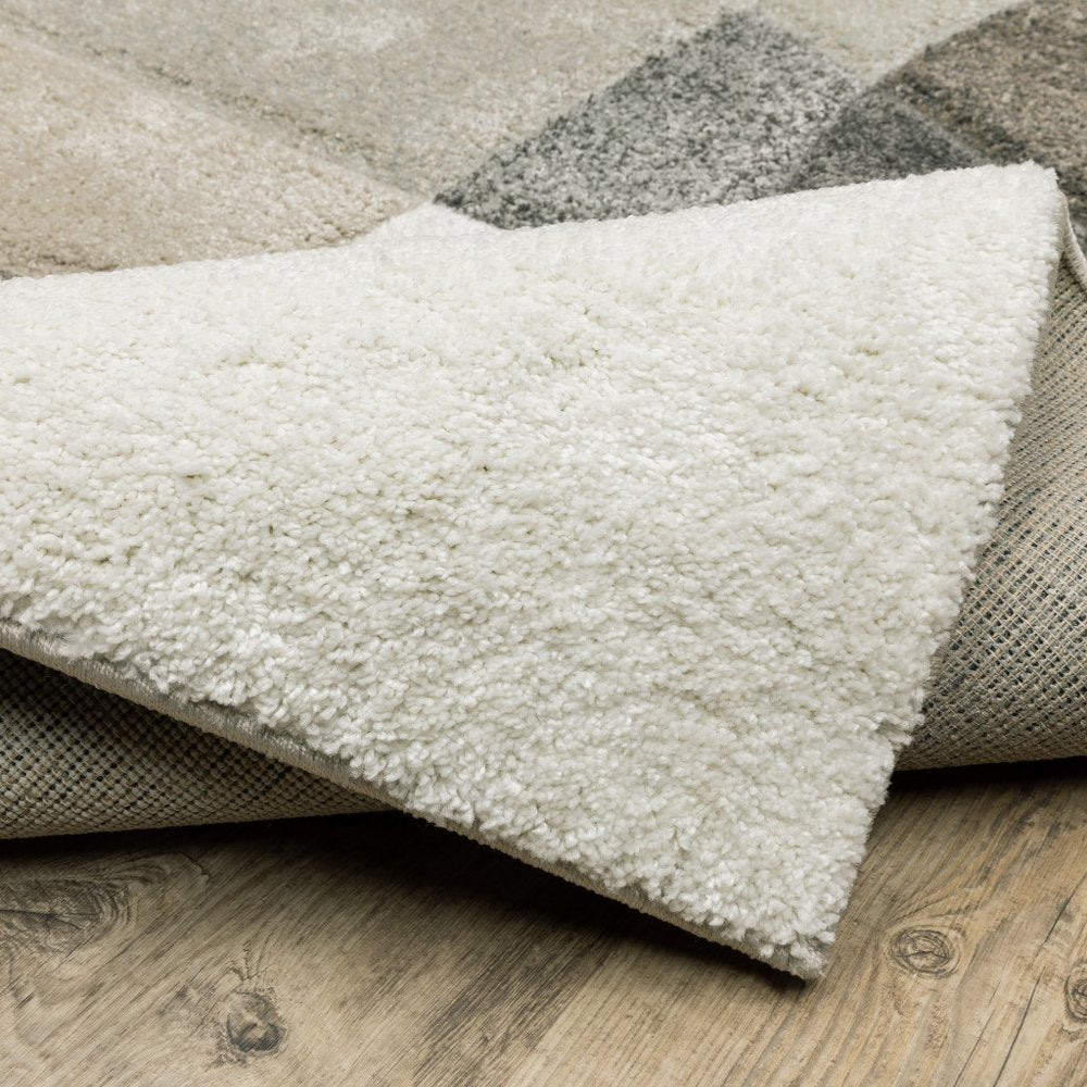 10' X 13' Beige Geometric Power Loom Stain Resistant Area Rug