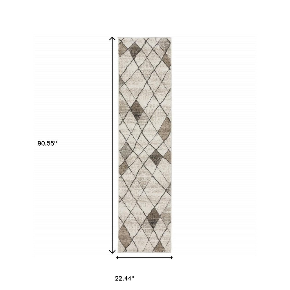 8' X 11' Beige And Gray Geometric Area Rug