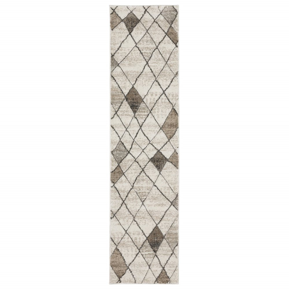8' X 11' Beige And Gray Geometric Area Rug