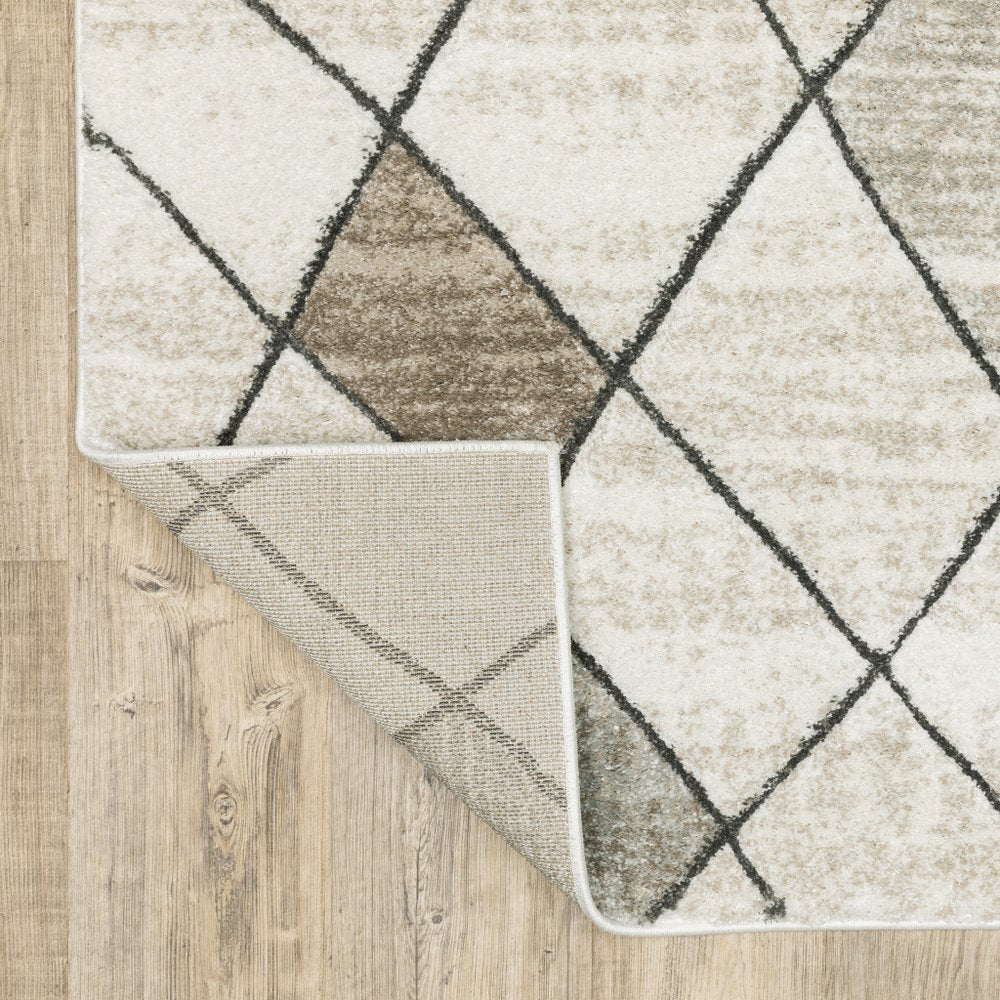 8' X 11' Beige And Gray Geometric Area Rug