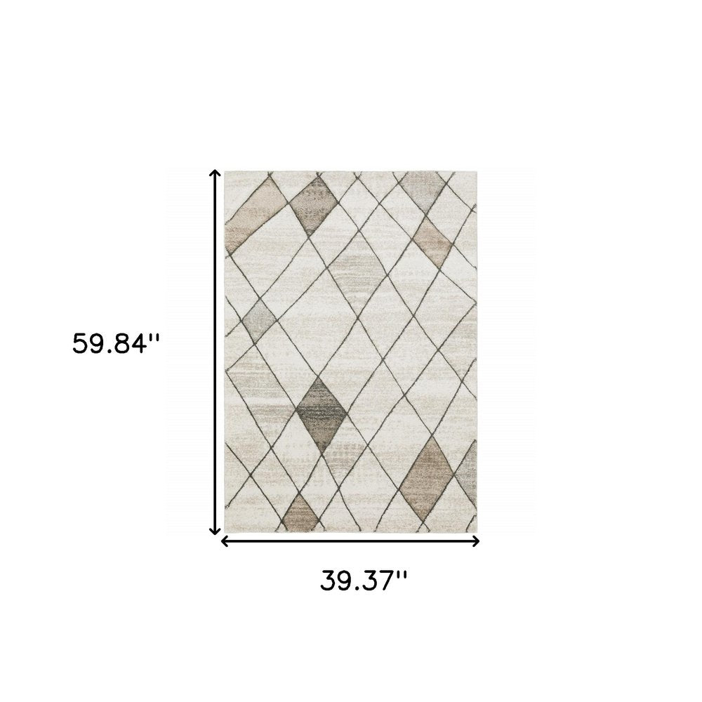 8' X 11' Beige And Gray Geometric Area Rug